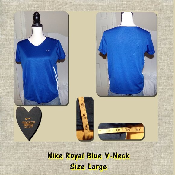 BOGO! Nike Royal Blue V-Neck Tee Shirt {L10} - Picture 1 of 4